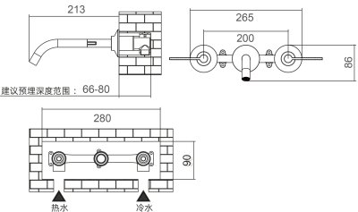 CRAFTMANSHIP ก๊อกผสมอ่างล้างหน้าออกผนัง 2 รู โครเมียม VPB148320C