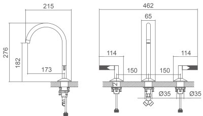 CRAFTMANSHIP  3-hole basin mixer Gold 188320KB1JG