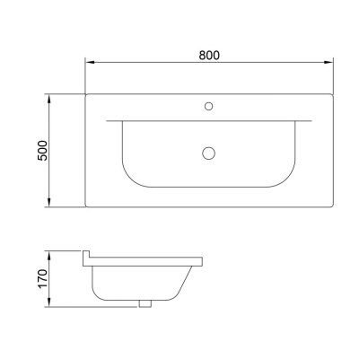 อ่างล้างหน้าฝังบนเคาน์เตอร์ 80 ซม.LB-DEAN-800-CT
