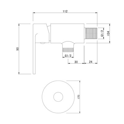 วาล์วฝักบัวทองเหลืองชุบโครมเมี่ยมก้านโยก สีดำ LB-2511MB