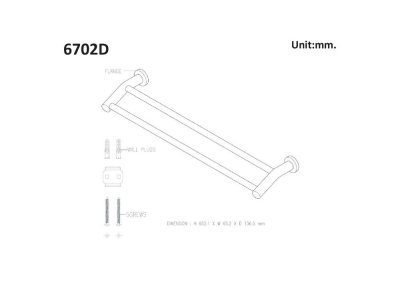 DOUBLE TOWEL RAIL 60 CM 6702D