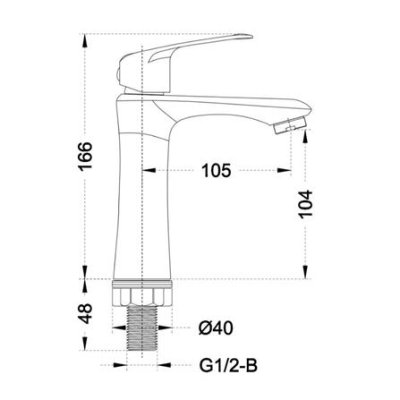 ก๊อกน้ำทรงสูง 16CM ก้านโยกสีดำ LB-221MB