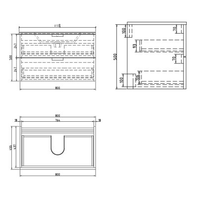 MAIN CABINET DUBBLE DRAWER 800x455x500 LB-AARON-800-MC