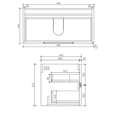 ตู้ใต้อ่างลิ้นชักคู่ 1000x494x510 LB-CANNOLI-1000-MC