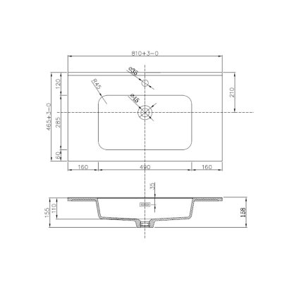 อ่างล้างหน้าฝังบนเคาน์เตอร์ 810x465x158 LB-CANNOLI-800-CT