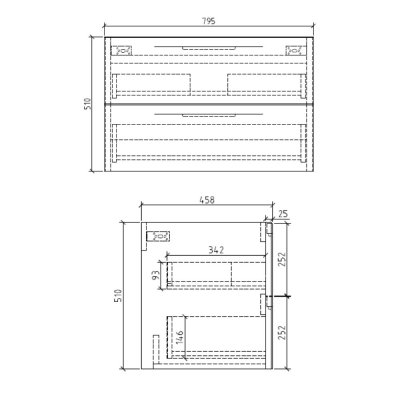 ตู้ใต้อ่างลิ้นชักคู่ 800x460x500 LB-CANNOLI-800-MC