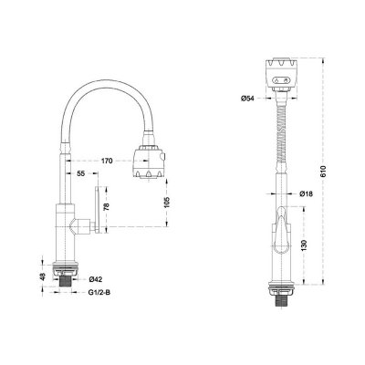 KITCHEN SINGLE BASIN TAP LB-P1224