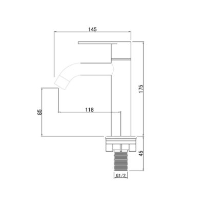 ก๊อกน้ำเย็นอ่างล้างหน้าทรงกระบอกเหลี่ยม LB-P2558