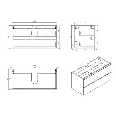 MAIN CABINET DUBBLE DRAWER 1000x460x510 LB-SNOW-1000-MC