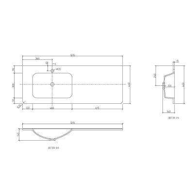 COUNTERTOP WASHBASIN 120 CM.  LB-SNOW-1200-CT