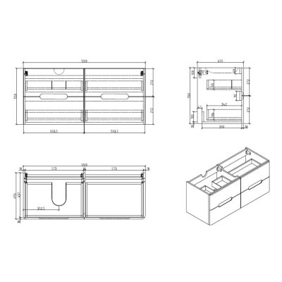ตู้ใต้อ่าง 4 ลิ้นชัก  1200x460x510 LB-SNOW-1200-MC