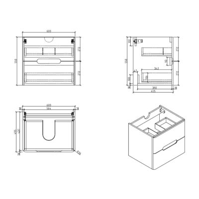 ตู้ใต้อ่างลิ้นชักเดี่ยว 600x455x520  LB-SNOW-600-MC