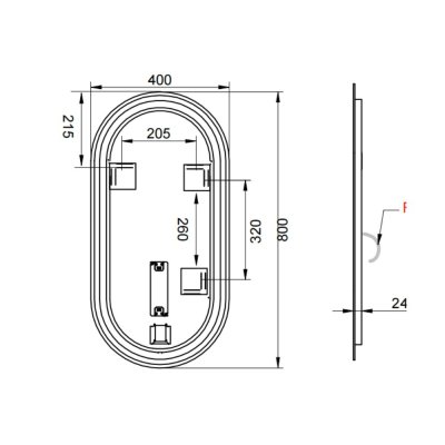 Palma กระจกไฟ LED 8 x 40 x 80 CM.  M0053-LB