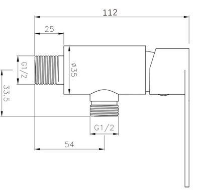 วาล์วฝักบัวทองเหลือชุบโครมเมี่ยมก้านโยก LB-2510