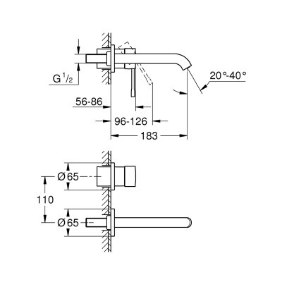 GROHE ESSENCE ก๊อกผสมอ่างล้าง 2 รู หน้าออกผนัง M-SIZE 19408DA1