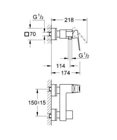 GROHE EUROCUBE ก๊อกผสมยืนอาบ 23145000