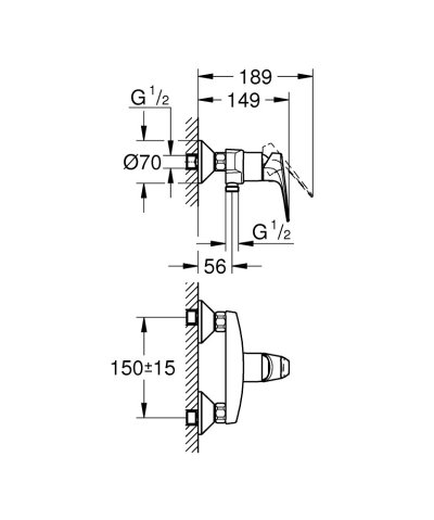 GROHE BAUFLOW ก๊อกผสมยืนอาบ 23632000