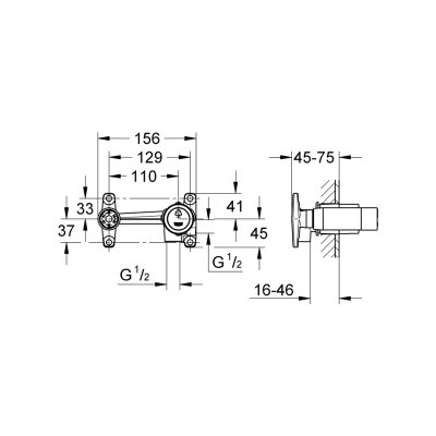 GROHE CONCEALED VALVES วาล์วฝังก๊อกผสมอ่างล้างหน้าออกผนัง 2 รู 32635000