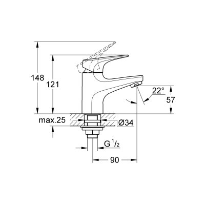 GROHE BAUFLOW ก๊อกเดี่ยวอ่างล้างหน้า 32813000