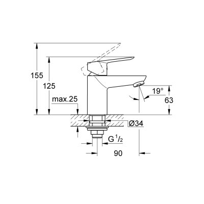 GROHE BAULOOP ก๊อกเดี่ยวอ่างล้างหน้า 32857000