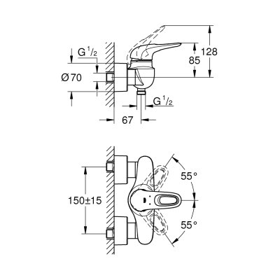 GROHE EUROSTYLE NEW ก๊อกผสมยืนอาบ 33590003