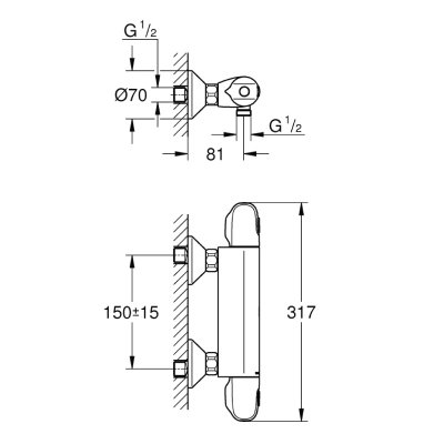 GROHE GROHTHERM 1000 NEW ก๊อกผสมยืนอาบThermostat 34143003