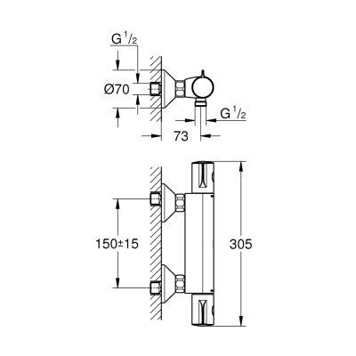 GROHE GROHTHERM 800 ก๊อกผสมยืนอาบThermostat 34558000