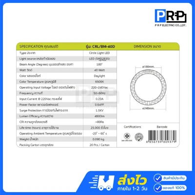 Bioenergys แผงไฟแม่เหล็ก LED 40W