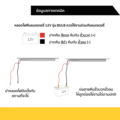 LAMPO ชุดหลอดนีออน LED คีบแบตเตอรี่ ไฟแบต 12V 9W