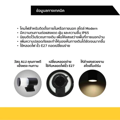 LAMPO โคมติดผนังส่องทางเดียว และส่องขึ้นลง ขั้วE27 PROUD