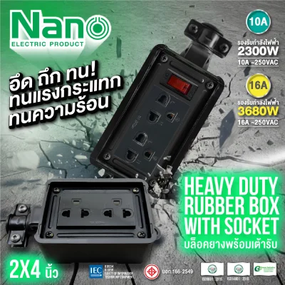 Nano บล็อกยางพร้อมปลั๊กกราวด์คู่ (ไม่มีสายไฟ)