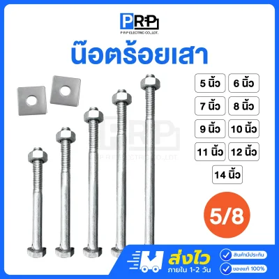 น๊อตจับเสาไฟฟ้า ขนาด 5/8 พร้อมแหวน ชุดละ 2 ตัว