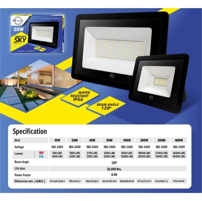 TFC โคมสปอร์ตไลท์ LED แสงเดย์ แสงวอร์ม SKY