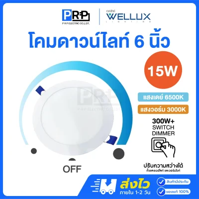Wellux โคมไฟดาวน์ไลท์ดิมเมอร์หรี่แสงไฟ LED ฝังฝ้า 15W ขนาด 6 นิ้ว Lunar Series(copy)