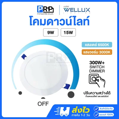 Wellux โคมไฟดาวน์ไลท์ดิมเมอร์หรี่แสงไฟ LED ฝังฝ้า Lunar Series