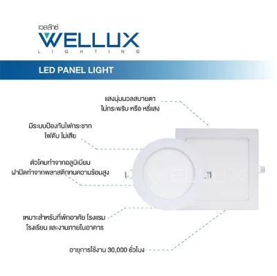 Wellux โคมไฟดาวน์ไลท์ LED ฝังฝ้า 9W ขนาด 4 นิ้ว PNR