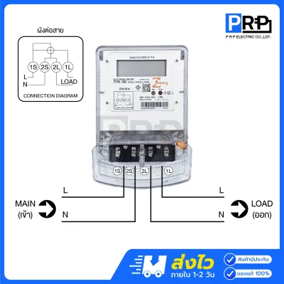 Zeberg มิเตอร์ไฟฟ้าดิจิทัล 1P 2สาย 5(45A) ZB2