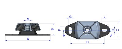 Marine engine mount with Stud