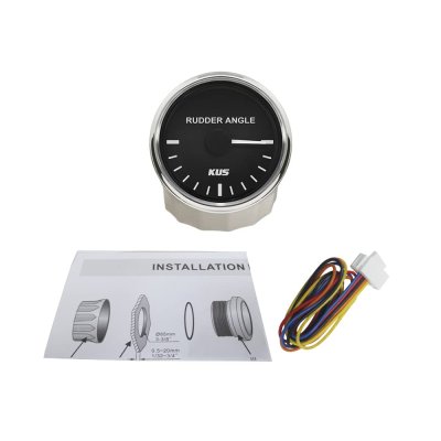 KUS Waterproof Rudder Angle Indicator Gauge With Rudder Sensor 52mm (2") 12V/24V (Black)