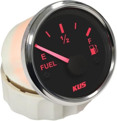 Kus Auto Marine 2" 52mm Fuel Tank Level Gauge Meter Indicator 0-190ohm Signal with Backlight 12 24 Volts