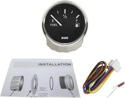 Kus Auto Marine 2" 52mm Fuel Tank Level Gauge Meter Indicator 0-190ohm Signal with Backlight 12 24 Volts