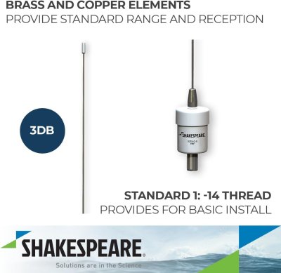 Shakespeare 5215-C-X 3-Feet VHF Antenna, White