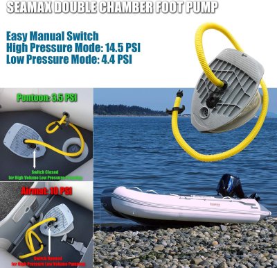 Bravo 9 HIGH Pressure Foot Pump for Inflatable Boats Twin Chamber