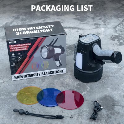 MIXILIN Rechargeable Spotlight, Super Bright 900,000 Lumen LED Spotlight Handheld Spot Lights Outdoor with tripod, Large Spotlight Flashlight and Camping Flood Light for Boating Marine