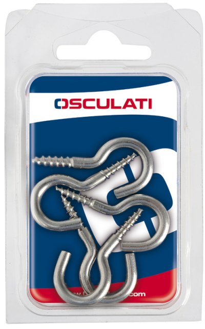 09.034.01 SS curved screw hooks 37 x 3.5 mm Blister packaging 7 pcs.