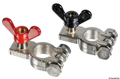 Pair of chromed brass clamps for batteries CODE 14.386.00