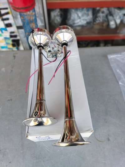 24 Volt  Stainless Steel Dual Trumpet Electric Boat Horn  แตรคู่ 24V