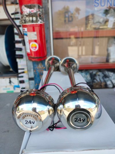 24 Volt  Stainless Steel Dual Trumpet Electric Boat Horn  แตรคู่ 24V