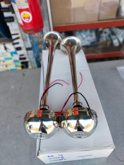 24 Volt  Stainless Steel Dual Trumpet Electric Boat Horn  แตรคู่ 24V