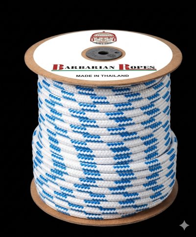 เชือกเรือ สีขาว/ฟ้า 6มิล  Rope 6mm  White/Blue   SOLD BY LENGTH
